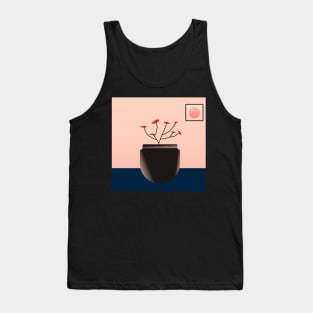 Red flower plant with pot and frame illustration. Tank Top